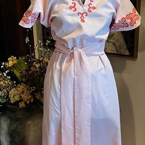 1970s Penny LeRoy Hand painted Runway designer vintage wrap dress